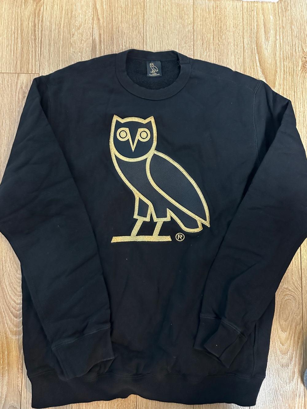 OVO Big Owl Black Gold Embroidered Owl - Mens Large Great Conditon